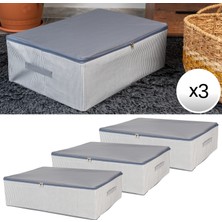 Nacarev 3 Adet Mega Boy çizgi Desen Baskılı Antrasit Baza Altı Düzenleyici Hurç Seti 75X40X20 cm