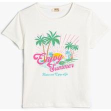 Koton Tişört Yaz Temalı Kısa Kollu Pamuklu