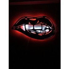 Çakra Dudak Tasarım LED Işıklı Ahşap Tablo 60X33CM