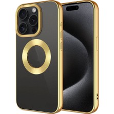 noktaks - Apple iPhone 15 Pro Max - Kılıf Tek Kamera Çerçeveli Logo Gösteren Omega Kapak - Gold