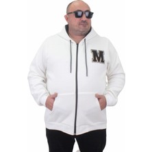 Starbattal Büyük Beden Fermuarlı Sweat M 23217 Ekru