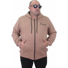 Starbattal Fermuarlı Kapuşonlu Büyük Beden Sweat Freadom 23219 S.kahve