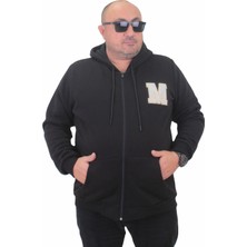 Starbattal Büyük Beden Fermuarlı Sweat M 23217 Sıyah