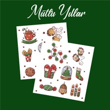 Minithingsart Yılbaşı - Merry Christmas - Temalı Sticker Set -16 Parça- 2  - Parlak Kağıt-