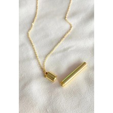 Herşey Nota Dilek Kolyesi Unisex Kapaklı Çubuk Bar Kolye Gold