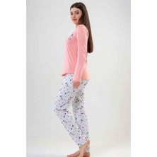 Vera Moda Tarz Vienetta Bayan Pudra Beyaz - Uzun Kollu Pijama Takımı