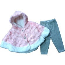 bebexy Kız Bebek Peluş Pelerinli Kadife Taytlı Takım