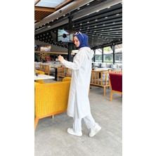 Bwest Uzun Tunik Kapşonlu Kenardan Yırtmaçlı Ikili Spor Takım - 3034 - Gri