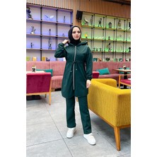 Sevda Kapşonlu Fermuarlı Belden Bağlamalı Sade Basic Ikili Spor Takımı - 03070 - Nefti