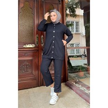 Bwest Çıtçıtlı Yandan Cepli Ikili Sade Basic Eşofman Spor Takımı - 12009 - Lacivert