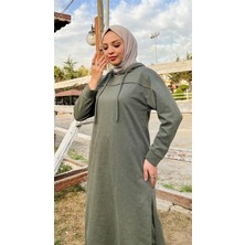 Bwest Uzun Tunik Kapşonlu Kenardan Yırtmaçlı Ikili Spor Takım - 3034 - Haki