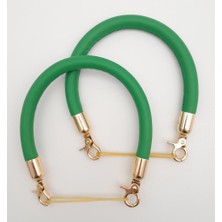 Angel Çanta Aksesuar Çift Kısa Kordon Çanta Sapı Yeşil Renk Light Gold Metalli