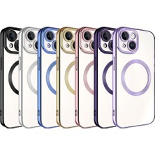 ZORE Apple  iPhone 15 Plus Uyumlu Magsafe Şarj Destekli Kamera Korumalı Şeffaf Kenarları Renkli Kapak