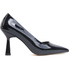 Divolya Vest Siyah Rugan (8cm) Topuk  Boyu Günlük Kullanım Stiletto