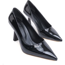 Divolya Vest Siyah Rugan (8cm) Topuk  Boyu Günlük Kullanım Stiletto