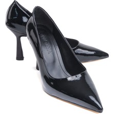 Divolya Vest Siyah Rugan (8cm) Topuk  Boyu Günlük Kullanım Stiletto