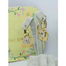 Eke Butik Çelik Taşlı 5 Yonca Küpe