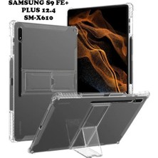 TEKNETSTORE Samsung Galaxy Tab S9 Fe Plus 12.4'' Uyumlu Özel Tasarım Kalem Bölmeli Kılıf Şeffaf Silikon Standlı