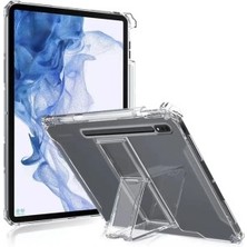 TEKNETSTORE Samsung Galaxy Tab S9 Fe 10.9'' Uyumlu Özel Tasarım Kalem Bölmeli Kılıf Şeffaf Silikon Standlı