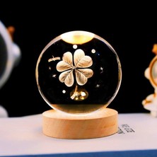 Ahşap Stand'lı Yonca Temalı Cam Küre