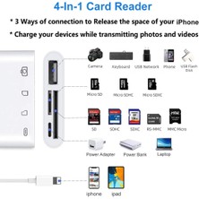 Foxyn Fxn-88 Lightning To Kablo USB Sd Mikro Sd Kart Okuyucu iPhone Dönüştürücü Adaptör