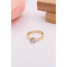 Latif Kuyumcu 14 Ayar Altın Yüzük Alyans Tektaş Kadın Yüzük LKYZK1351