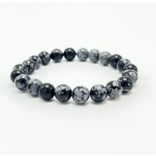 Yıldız Doğal Taş Karlı Obsidyen 8mm Elastik Misinalı Doğal Taş Bileklik