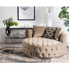 Mobilya Depom Mode Asel Kapitoneli Gürgen Ağaç Iskeletli Krem Kadife Berjer (Dairenize Teslim)