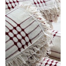 Miss Linda Home Collection Pamuklu Kareli Kahve Buldan Işi Koltuk Örtüsü