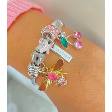 Xesha Charm Çelik Bileklik Kiraz Figürlü Bilezik Künye