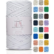 Makromecity Premium Koton Pamuk Makrome Ipi Beyaz 200 gr 150 Metre 2mm Cotton Zincir Makrome Çanta Ipi Supla Ipi