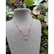 Hg.Aksesuar Kadın 2'li Zirkon Taşlı Çelik Kolye