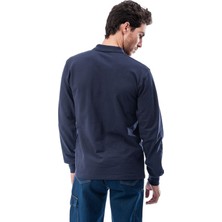 Frekans İş Güvenliği Polo Yaka Lacivert Uzun Kollu Sweatshirt Pike Örme Iş Tişörtü