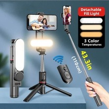 Asfal Işıklı 3 Renkli Uzaktan Kumandalı 110 cm Tripod Özçekim ve Selfie Çubuğu Yatay ve Dikey Kullanım