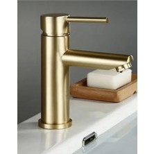 Bdl Armatür  Gold Altın Kaplama Kartal Sabit Banyo Lavabo Bataryası Musluğu Çeşmesi Çift Su Girişli