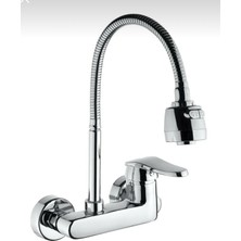 Bdl Armatür Duvardan Oynar Borulu 2 Fonksiyon Başlık Mutfak Musluğu Bataryası 2 Yıl Garantili