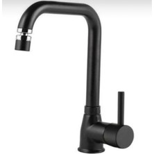 Bdl Armatür  Siyah Oynar Başlıklı Mutfak Eviye Bataryası Musluğu Çeşmesi Çift Su Girişli