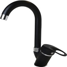 Bdl Armatür  Siyah Krom Banyo Lavabo Musluğu Bataryası Çeşmesi Çift Su Girişli