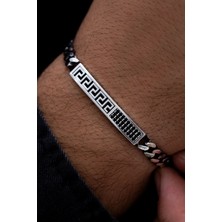 Htc Gümüş Sepeti Erkek Gümüş Bileklik - Grek Desenli Gurmet Zincirli Gümüş Bileklik