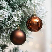 Vıp Deluxe 12 Adet 5 cm Mat Parlak Bakır Top Süsler Yılbaşı Ağacı Süsleri Noel Ağacı Süsleri