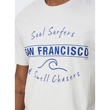 Only & Sons O Yaka Baskılı Gri Erkek T-Shirt Onsasher Reg Ss Tee