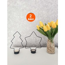 Etsylight Siyah Yıldız, Siyah Çam, Mumluk, Ev Mumluk, Dekoratif Mumluk, Tealight Mumluk, Yılbaşı Süsü