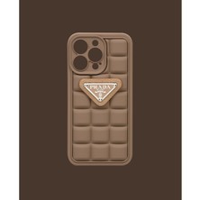 Dukkan Case Mat Krem Kabartmalı Silikon Telefon Kılıfı - DK035 - iPhone 14