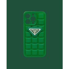 Dukkan Case Mat Yeşil Kabartmalı Silikon Telefon Kılıfı - DK046 - iPhone 13 Pro