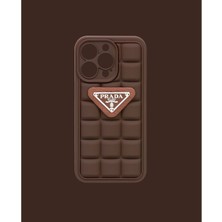 Dukkan Case Mat Kahverengi Kabartmalı Silikon Telefon Kılıfı - DK038 - iPhone 13