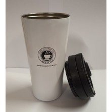 Grossberg Coffee Çift Katman Çelik Kişisel Mug 500 ml Beyaz