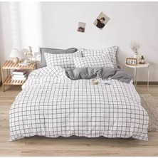 Üntaş Tekstil Serenad Çift Taraflı Renkli Beyazkare Tek Kişilik Nevresim Seti 120 x 220 cm Geometrik Desen