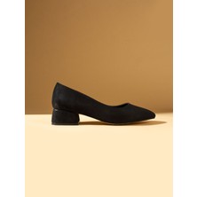 Alemdar Shoes Leon Siyah Süet Topuklu Kadın Ayakkabı