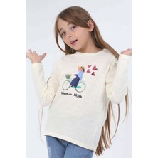 Dekim Moda Kız Çocuk Uzun Kollu Tişört Bisiklet Kalp Hijab Baskılı