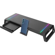 Everest St1 4 USB Hub Rgb Işıklı Katlanabılır Yukseklık Ayarlı Sıyahmonıtorstand